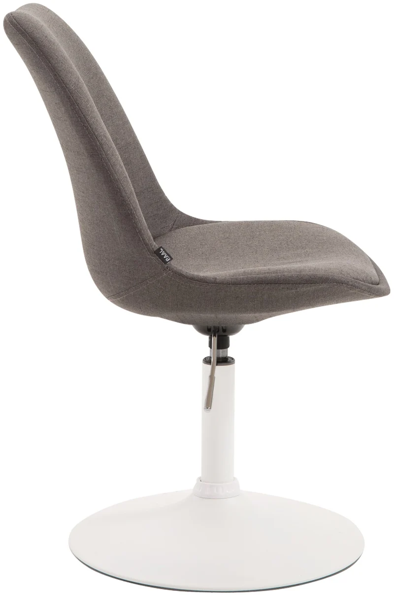 Chaise de salle à manger x1 pivotante hauteur réglable en tissu gris foncé et pied trompette en métal blanc 10_0008278