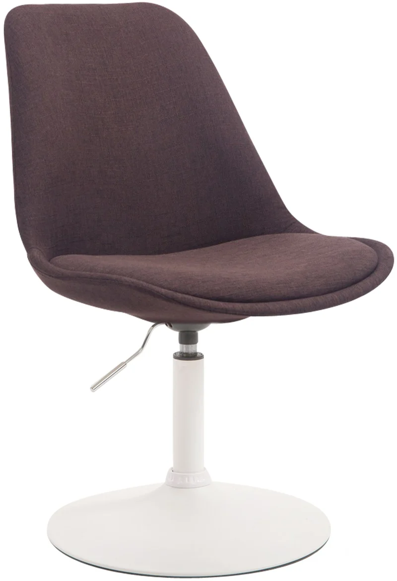 Chaise de salle à manger x1 pivotante hauteur réglable en velours marron et pied trompette en métal blanc 10_0008276