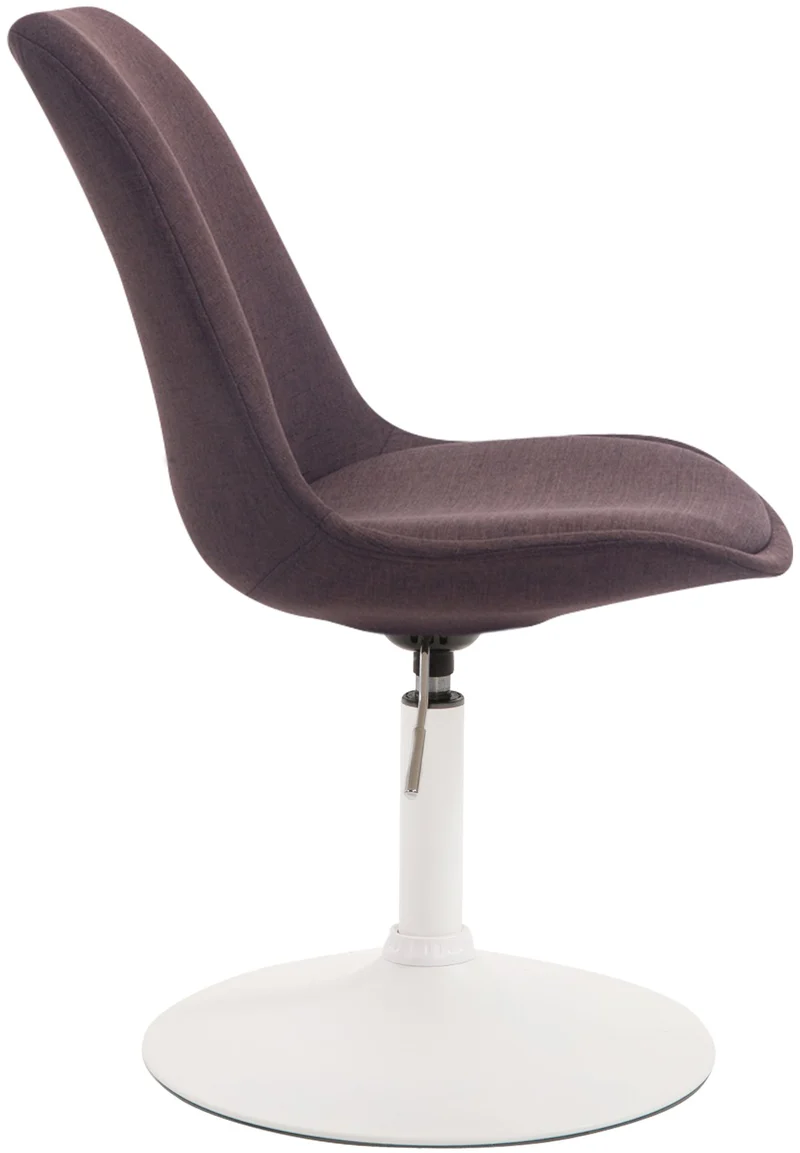 Chaise de salle à manger x1 pivotante hauteur réglable en velours marron et pied trompette en métal blanc 10_0008276