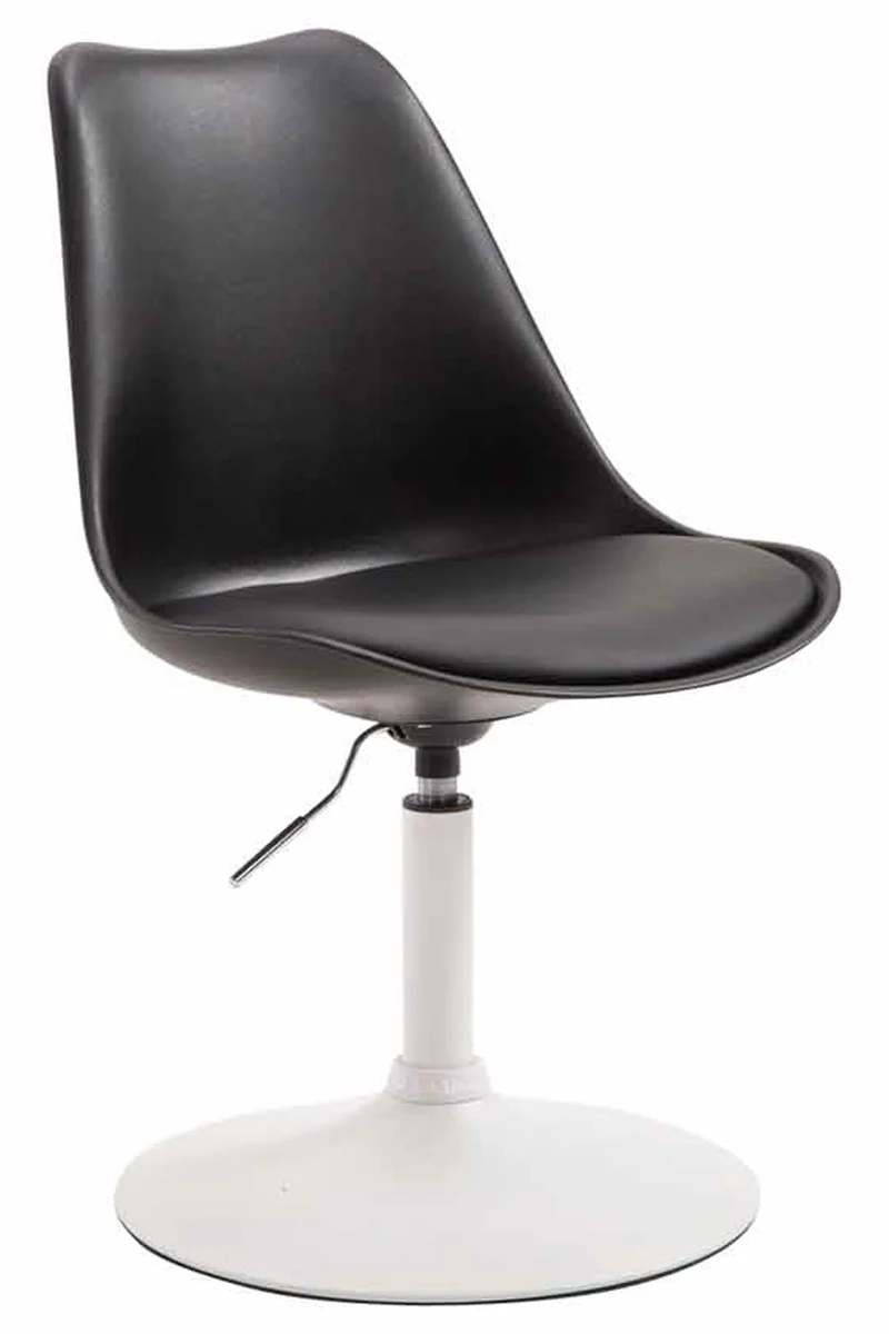Chaise de salle à manger x1 pivotante hauteur réglable en plastique noir et pied trompette en métal blanc 10_0008275