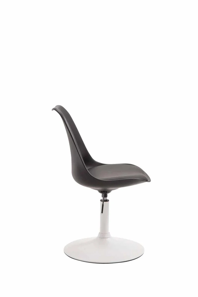 Chaise de salle à manger x1 pivotante hauteur réglable en plastique noir et pied trompette en métal blanc 10_0008275