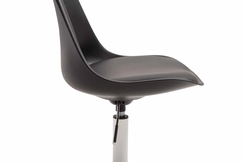 Chaise de salle à manger x1 pivotante hauteur réglable en plastique noir et pied trompette en métal blanc 10_0008275