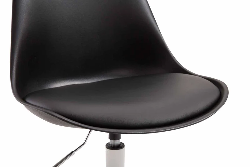 Chaise de salle à manger x1 pivotante hauteur réglable en plastique noir et pied trompette en métal blanc 10_0008275