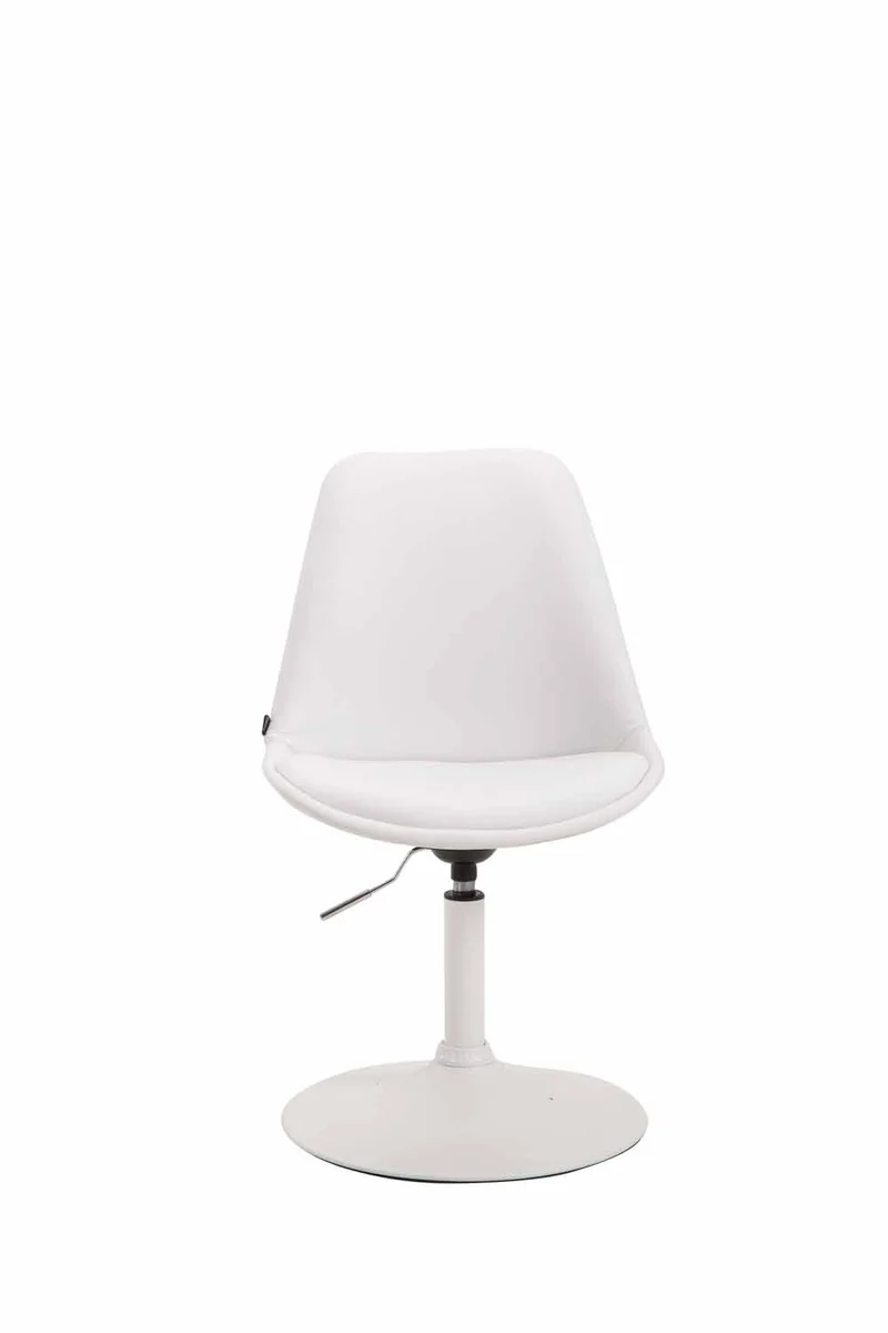 Chaise de salle à manger x1 pivotante hauteur réglable en PVC blanc et pied trompette en métal blanc 10_0008273