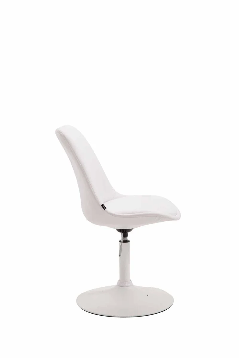 Chaise de salle à manger x1 pivotante hauteur réglable en PVC blanc et pied trompette en métal blanc 10_0008273