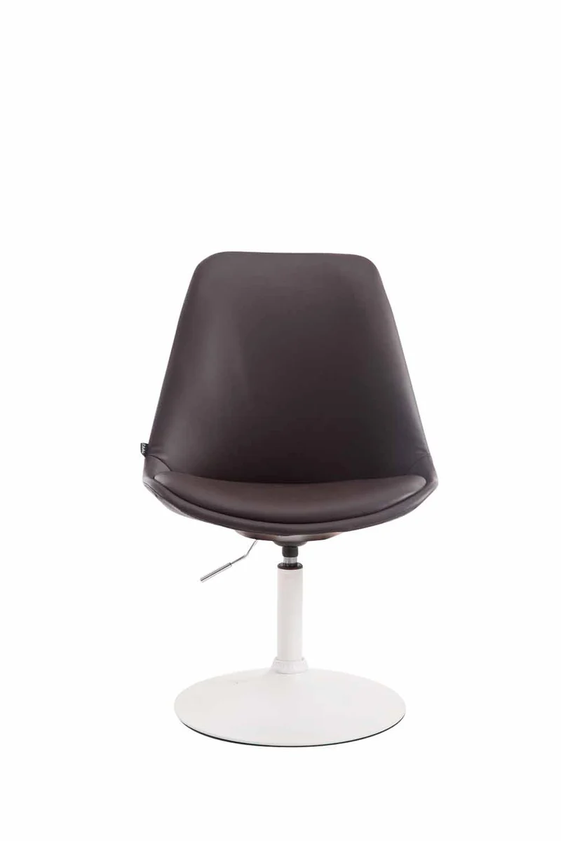 Chaise de salle à manger x1 pivotante hauteur réglable en PVC marron et pied trompette en métal blanc 10_0008271