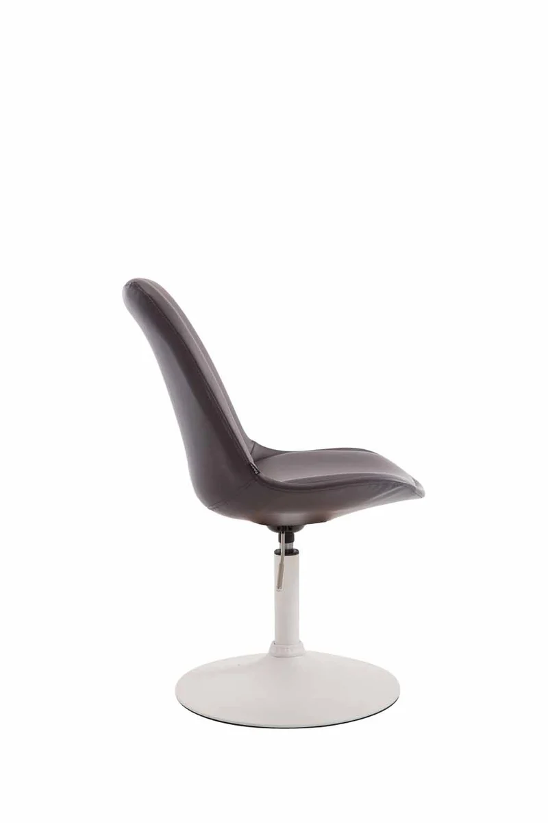 Chaise de salle à manger x1 pivotante hauteur réglable en PVC marron et pied trompette en métal blanc 10_0008271