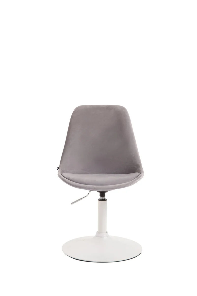 Chaise de salle à manger x1 pivotante hauteur réglable en velours gris et pied trompette en métal blanc 10_0008257