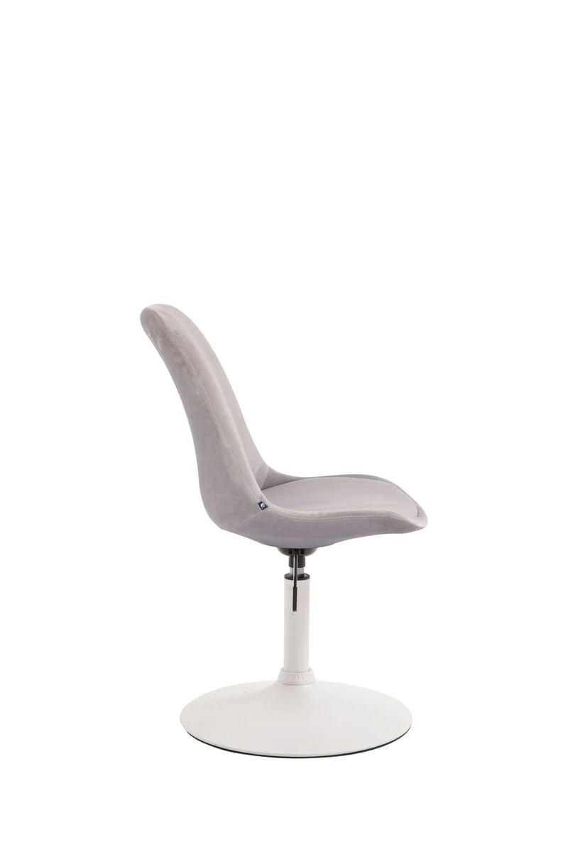 Chaise de salle à manger x1 pivotante hauteur réglable en velours gris et pied trompette en métal blanc 10_0008257