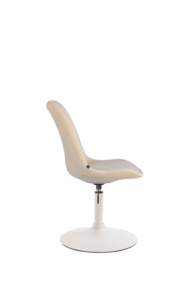Chaise de salle à manger x1 pivotante hauteur réglable en velours blanc et pied trompette en métal blanc 10_0008256