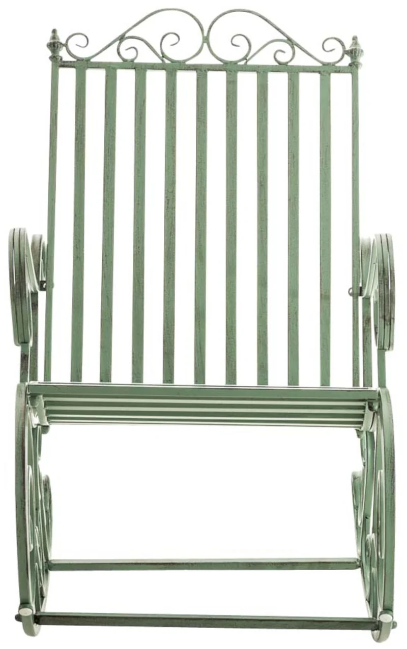 Lot de 2 fauteuils à bascule pour extérieur avec accoudoirs en métal vert vieilli 10_0007919
