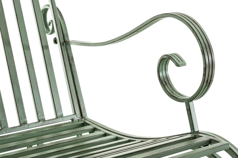 Lot de 2 fauteuils à bascule pour extérieur avec accoudoirs en métal vert vieilli 10_0007919