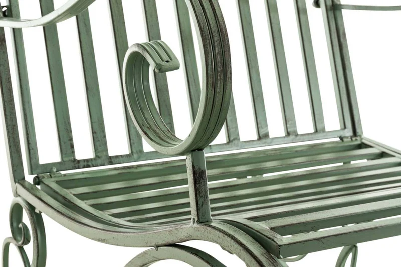 Lot de 2 fauteuils à bascule pour extérieur avec accoudoirs en métal vert vieilli 10_0007919