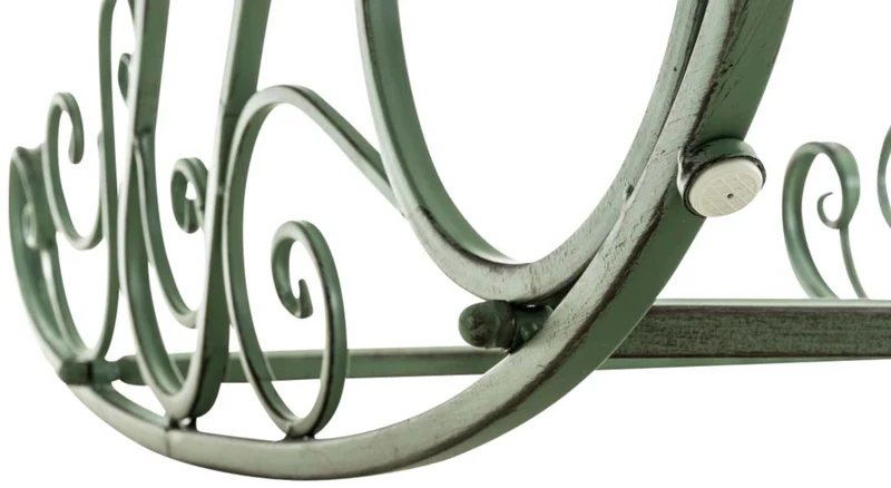 Lot de 2 fauteuils à bascule pour extérieur avec accoudoirs en métal vert vieilli 10_0007919