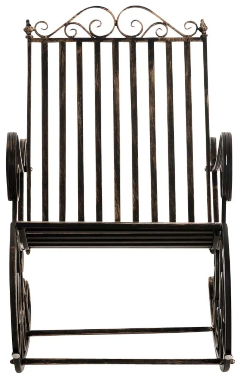 Lot de 2 fauteuils à bascule pour extérieur avec accoudoirs en métal bronze 10_0007918