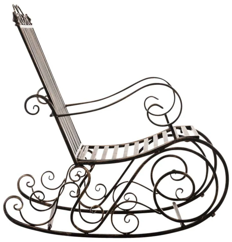 Lot de 2 fauteuils à bascule pour extérieur avec accoudoirs en métal bronze 10_0007918