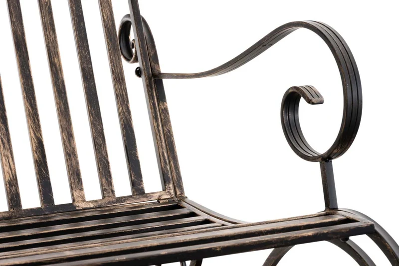 Lot de 2 fauteuils à bascule pour extérieur avec accoudoirs en métal bronze 10_0007918