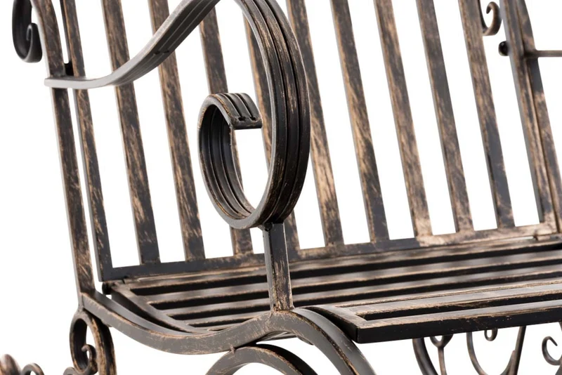 Lot de 2 fauteuils à bascule pour extérieur avec accoudoirs en métal bronze 10_0007918