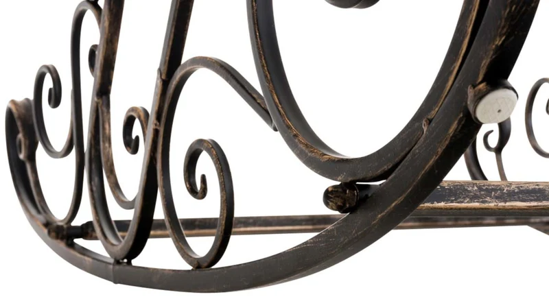 Lot de 2 fauteuils à bascule pour extérieur avec accoudoirs en métal bronze 10_0007918