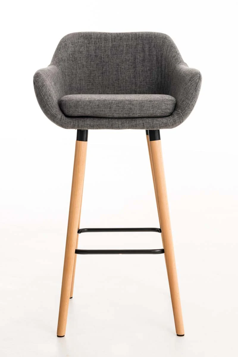 Lot de 2 tabourets de bar design et confortable en tissu gris clair avec accoudoirs et repose-pieds 10_0000273