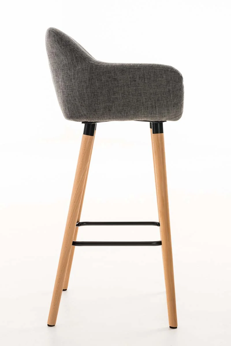 Lot de 2 tabourets de bar design et confortable en tissu gris clair avec accoudoirs et repose-pieds 10_0000273