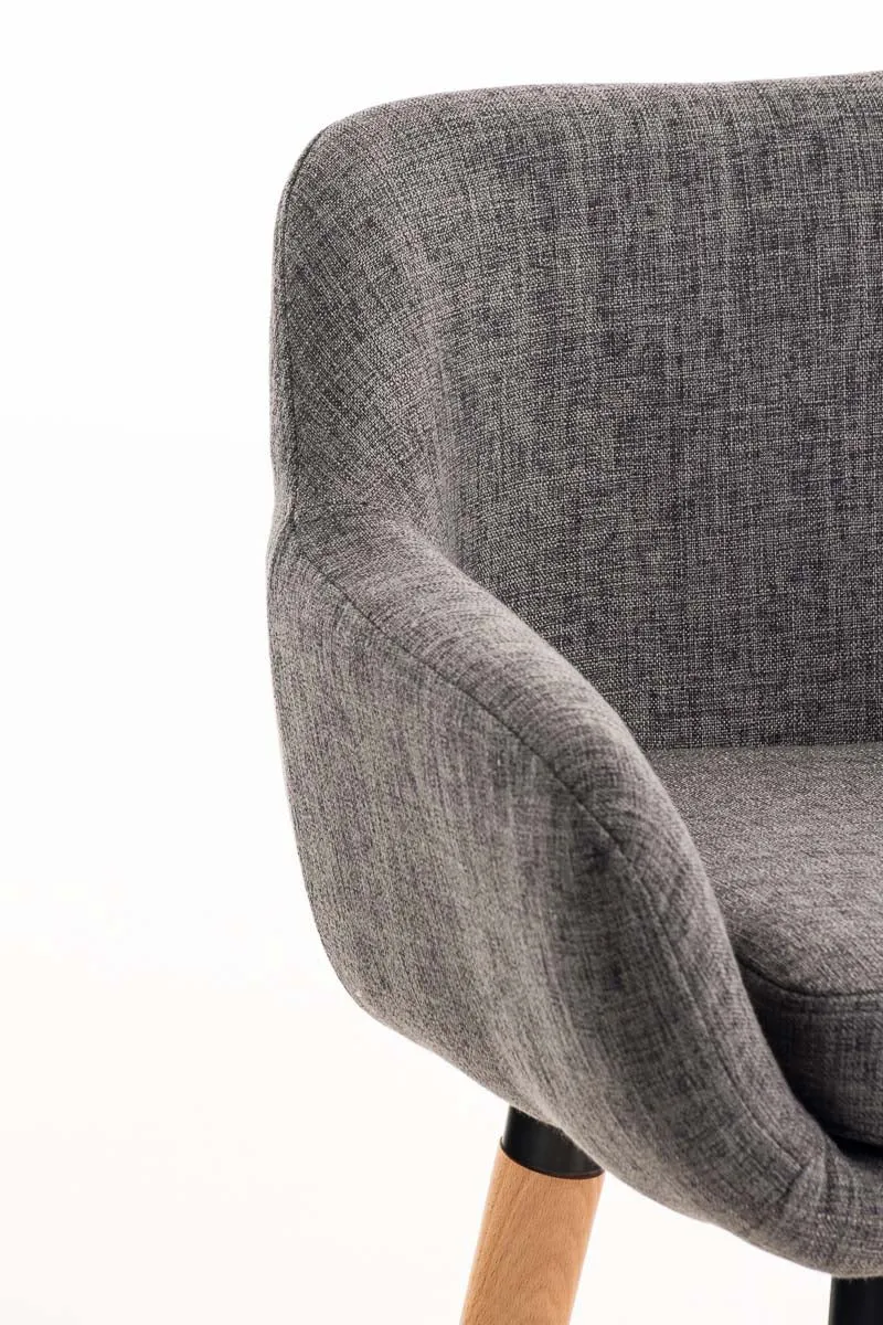 Lot de 2 tabourets de bar design et confortable en tissu gris clair avec accoudoirs et repose-pieds 10_0000273