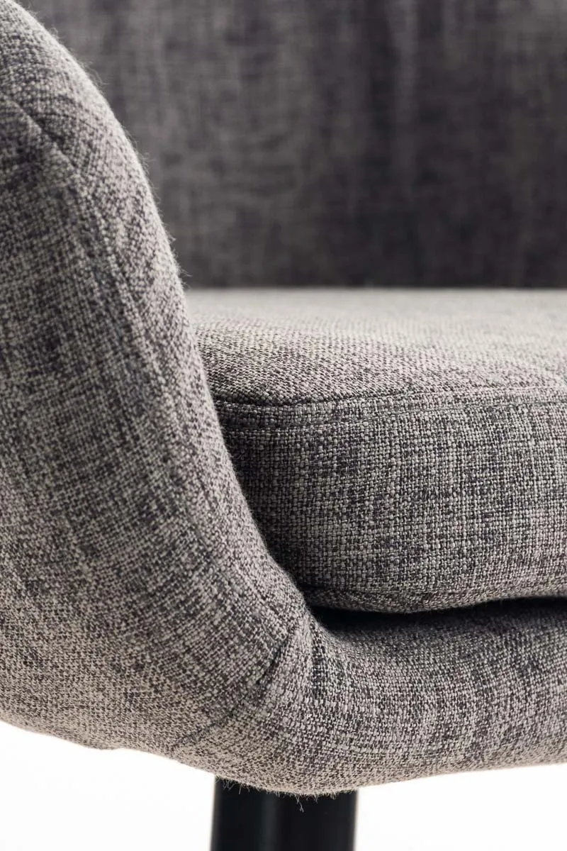 Lot de 2 tabourets de bar design et confortable en tissu gris clair avec accoudoirs et repose-pieds 10_0000273