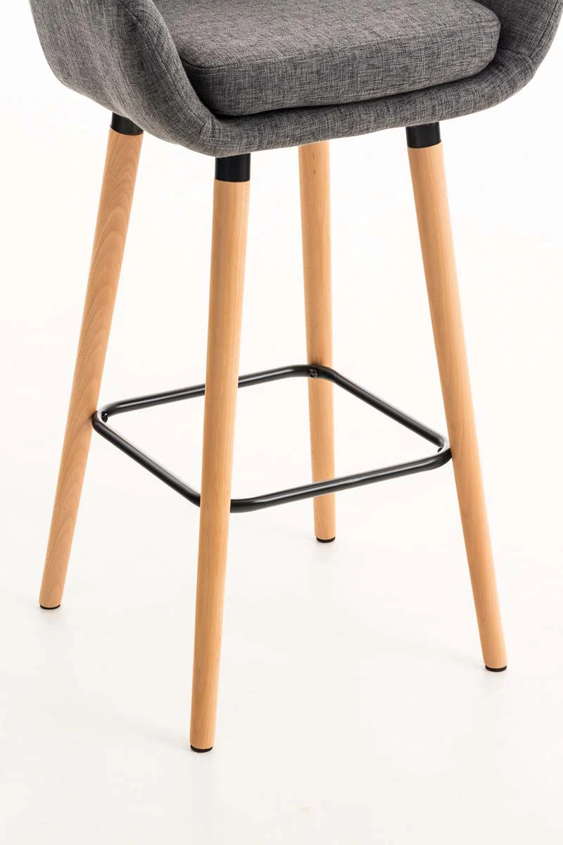 Lot de 2 tabourets de bar design et confortable en tissu gris clair avec accoudoirs et repose-pieds 10_0000273