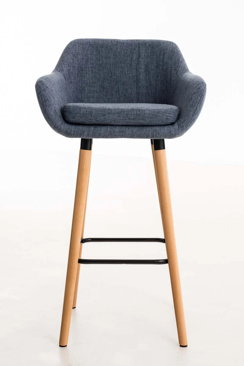 Lot de 2 tabourets de bar design et confortable en tissu bleu avec accoudoirs et repose-pieds 10_0000276