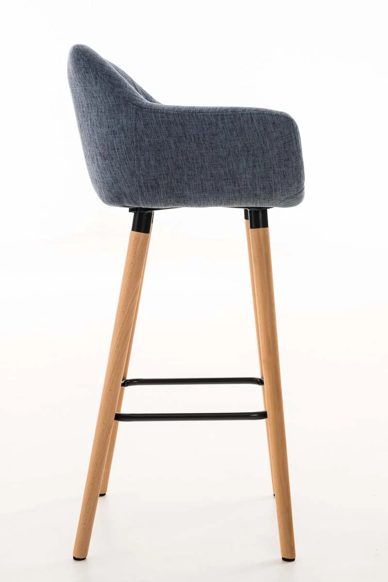 Lot de 2 tabourets de bar design et confortable en tissu bleu avec accoudoirs et repose-pieds 10_0000276