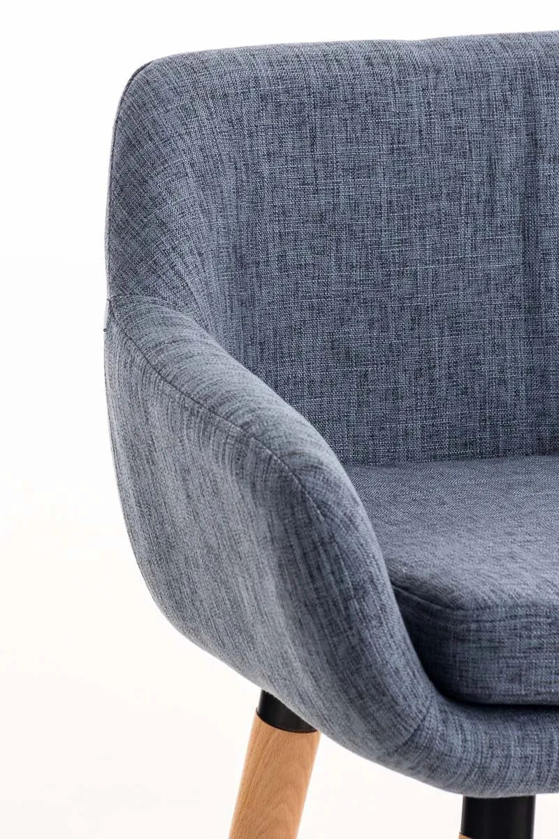 Lot de 2 tabourets de bar design et confortable en tissu bleu avec accoudoirs et repose-pieds 10_0000276