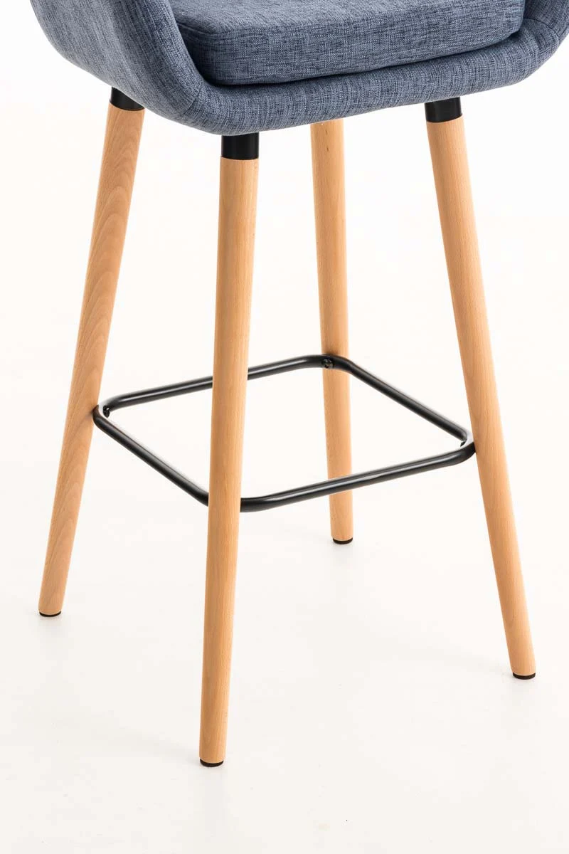Lot de 2 tabourets de bar design et confortable en tissu bleu avec accoudoirs et repose-pieds 10_0000276