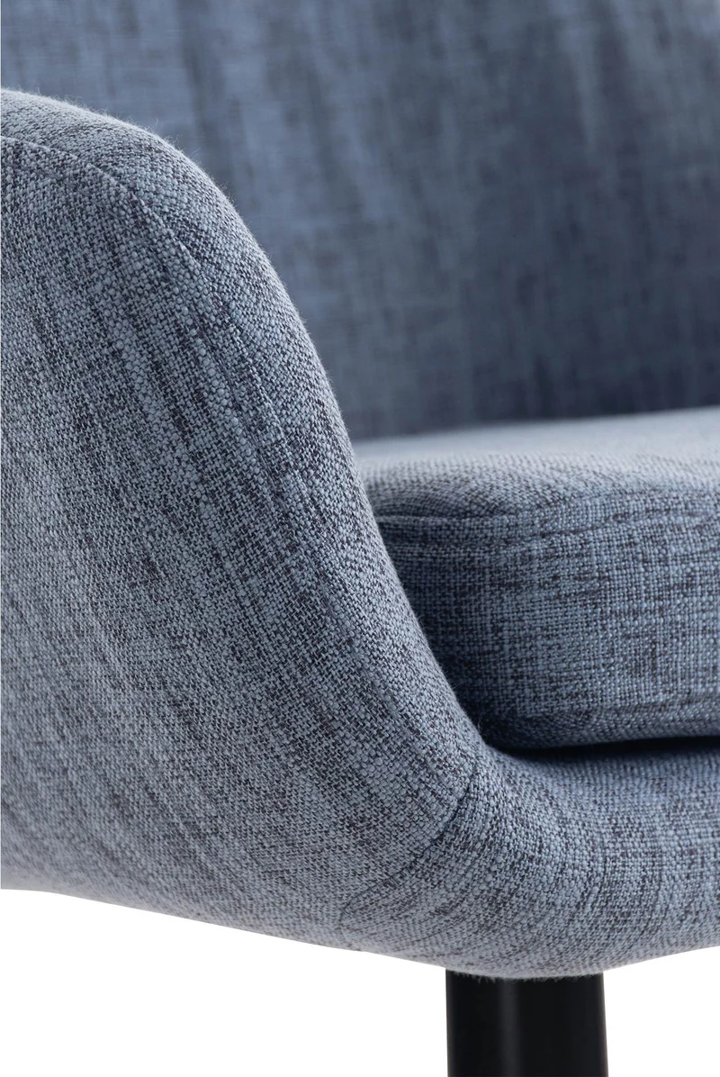 Tabouret de bar lounge x1 design scandinave assise en tissu bleu pieds en bois repose-pieds en métal 10_0004920