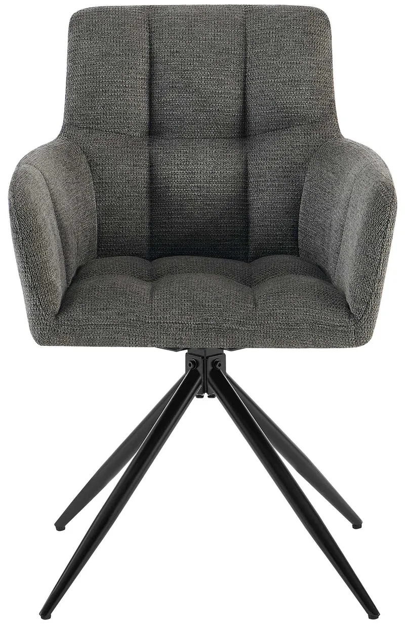 Chaise de salle à manger x1 moderne et confort mécanisme de rotation à 180° en tissu gris foncé et métal 10_0007156
