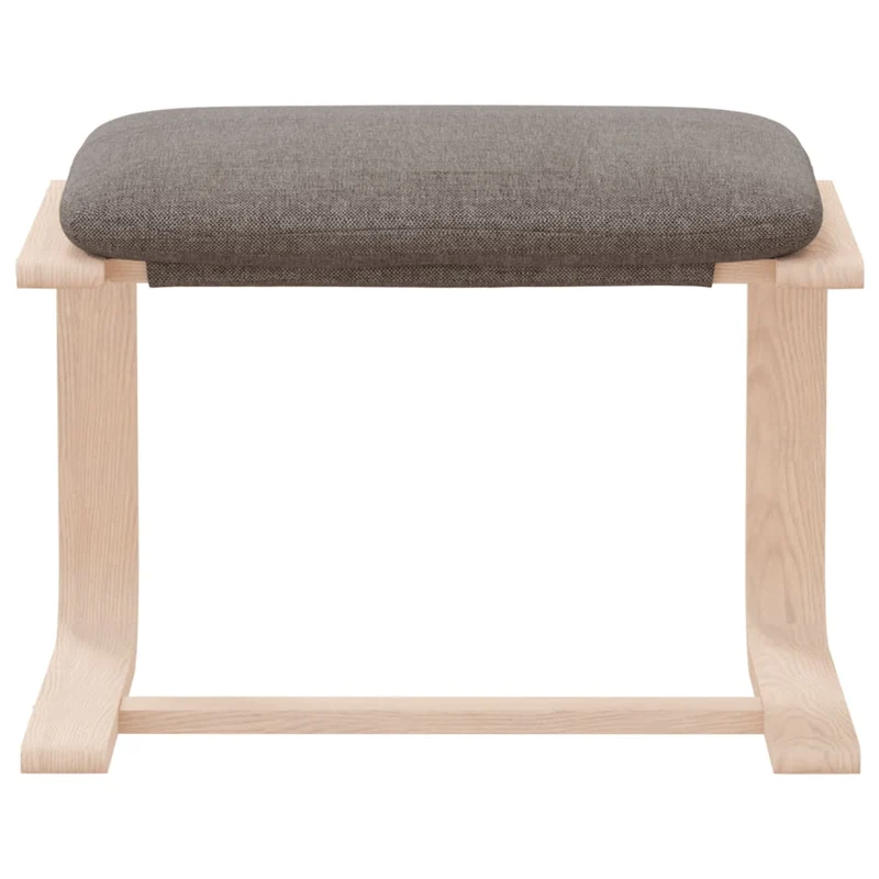 Repose-pieds tabouret 51 x 41 x 40 cm tissu taupe et bois de bouleau DEC030627