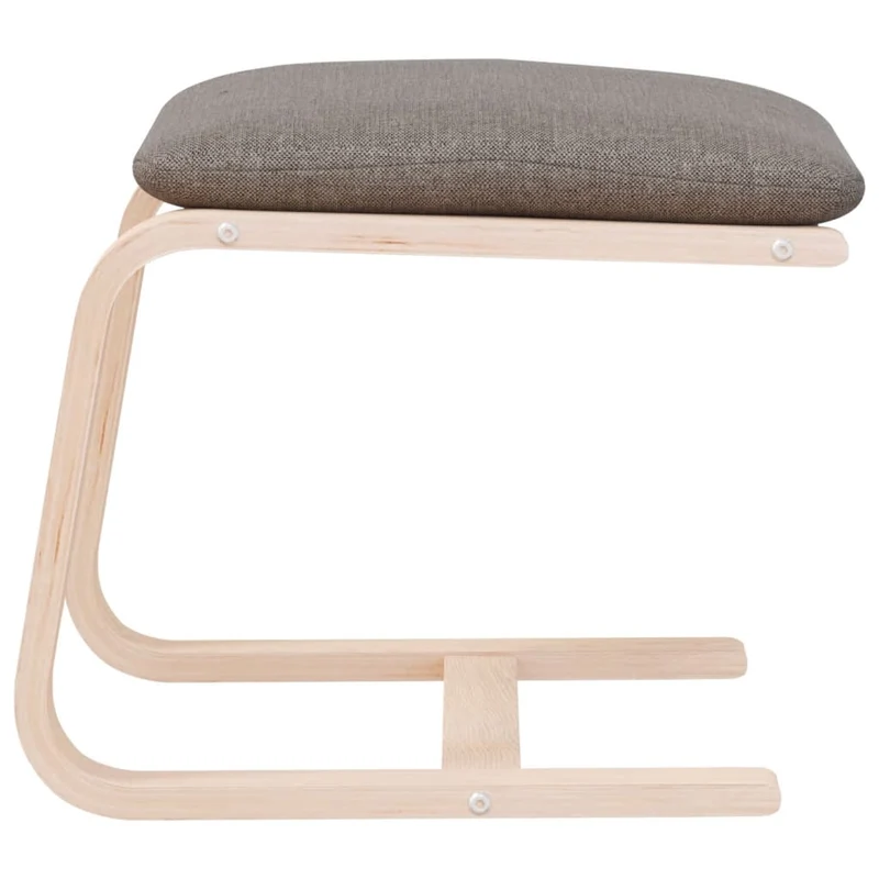 Repose-pieds tabouret 51 x 41 x 40 cm tissu taupe et bois de bouleau DEC030627