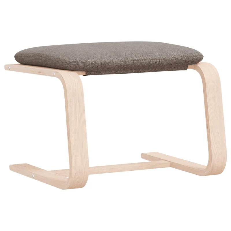 Repose-pieds tabouret 51 x 41 x 40 cm tissu taupe et bois de bouleau DEC030627