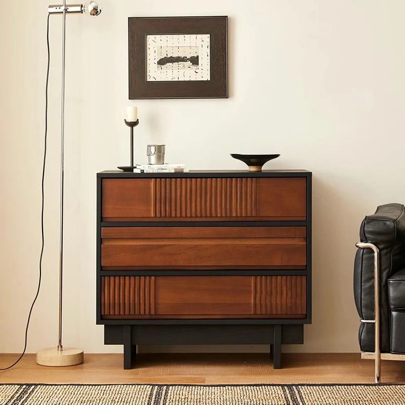 Traditional French Plywood Rectangular Narrow Console Table Storage Cabinet 3-Drawer For Entryway