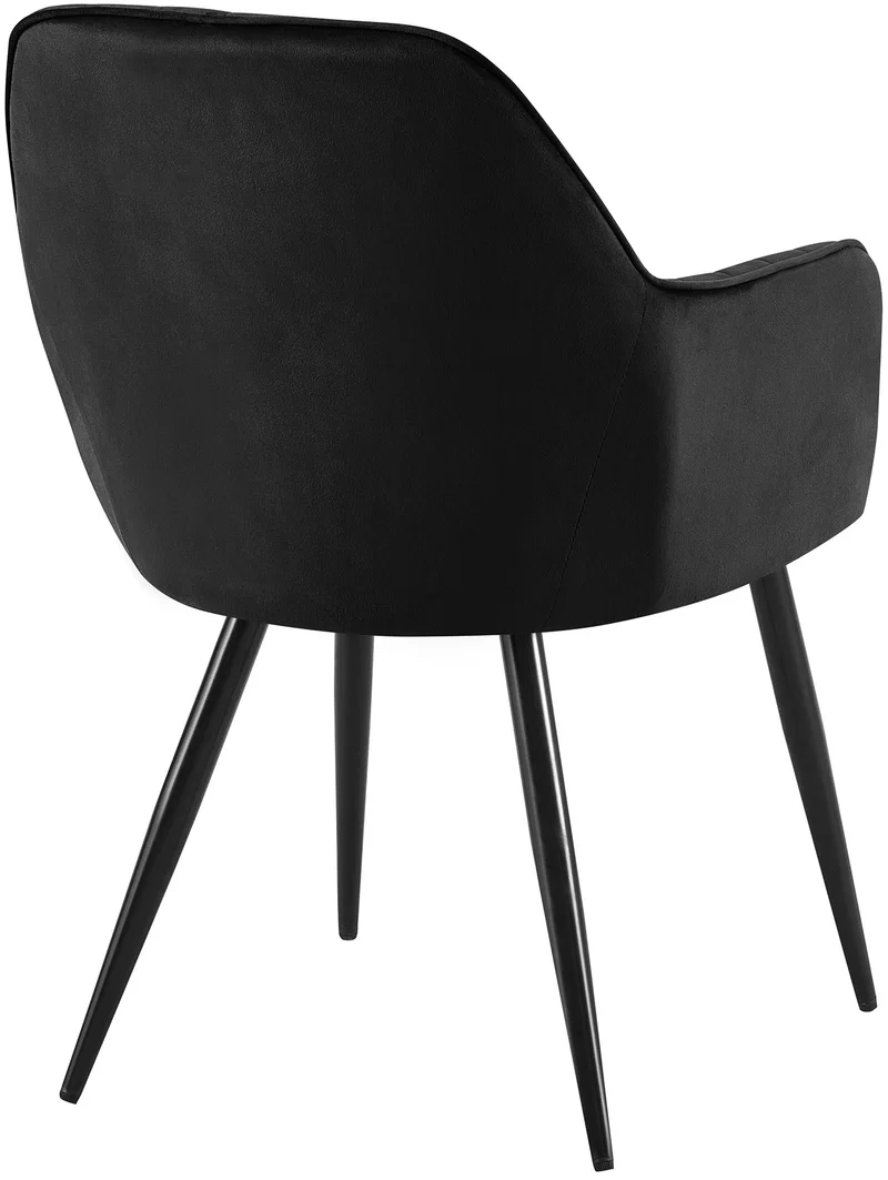 Fauteuil élégant en velours noir avec coutures verticales et pieds métal noir 10_0007456