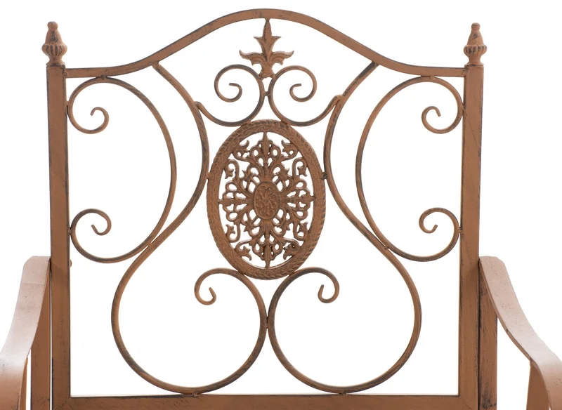 Fauteuil en métal marron vieilli avec motifs décoratifs – jardin ou terrasse 10_0007934