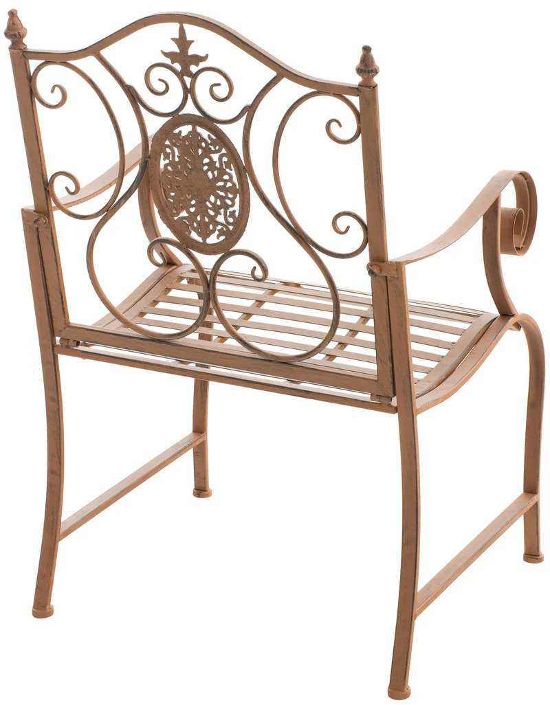 Fauteuil en métal marron vieilli avec motifs décoratifs – jardin ou terrasse 10_0007934