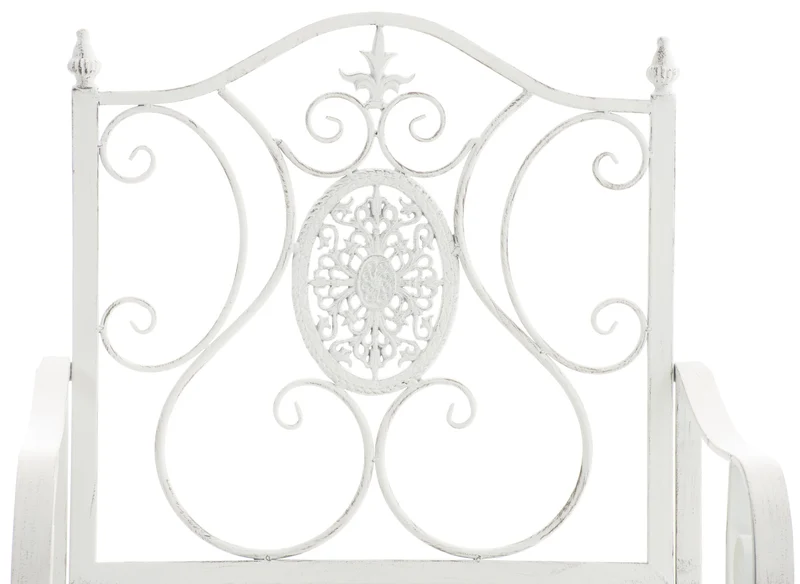 Lot de 2 fauteuils en métal blanc vieilli avec motifs décoratifs – jardin ou terrasse 10_0008018