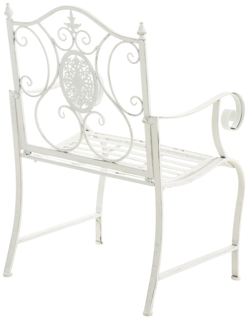 Lot de 2 fauteuils en métal blanc vieilli avec motifs décoratifs – jardin ou terrasse 10_0008018