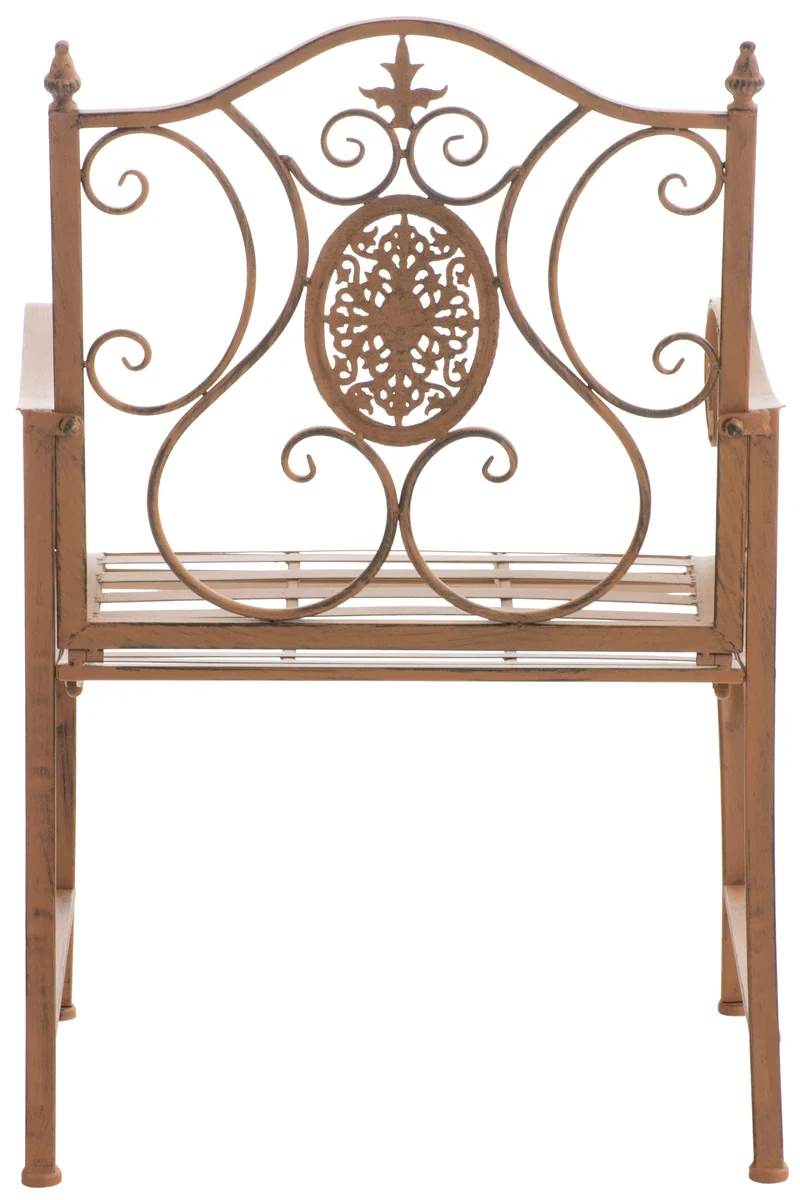 Lot de 2 fauteuils en métal marron vieilli avec motifs décoratifs – jardin ou terrasse 10_0007981