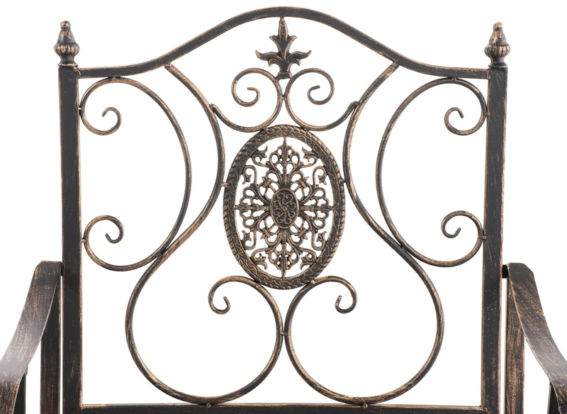 Lot de 2 fauteuils en métal bronze avec motifs décoratifs – jardin ou terrasse 10_0007907