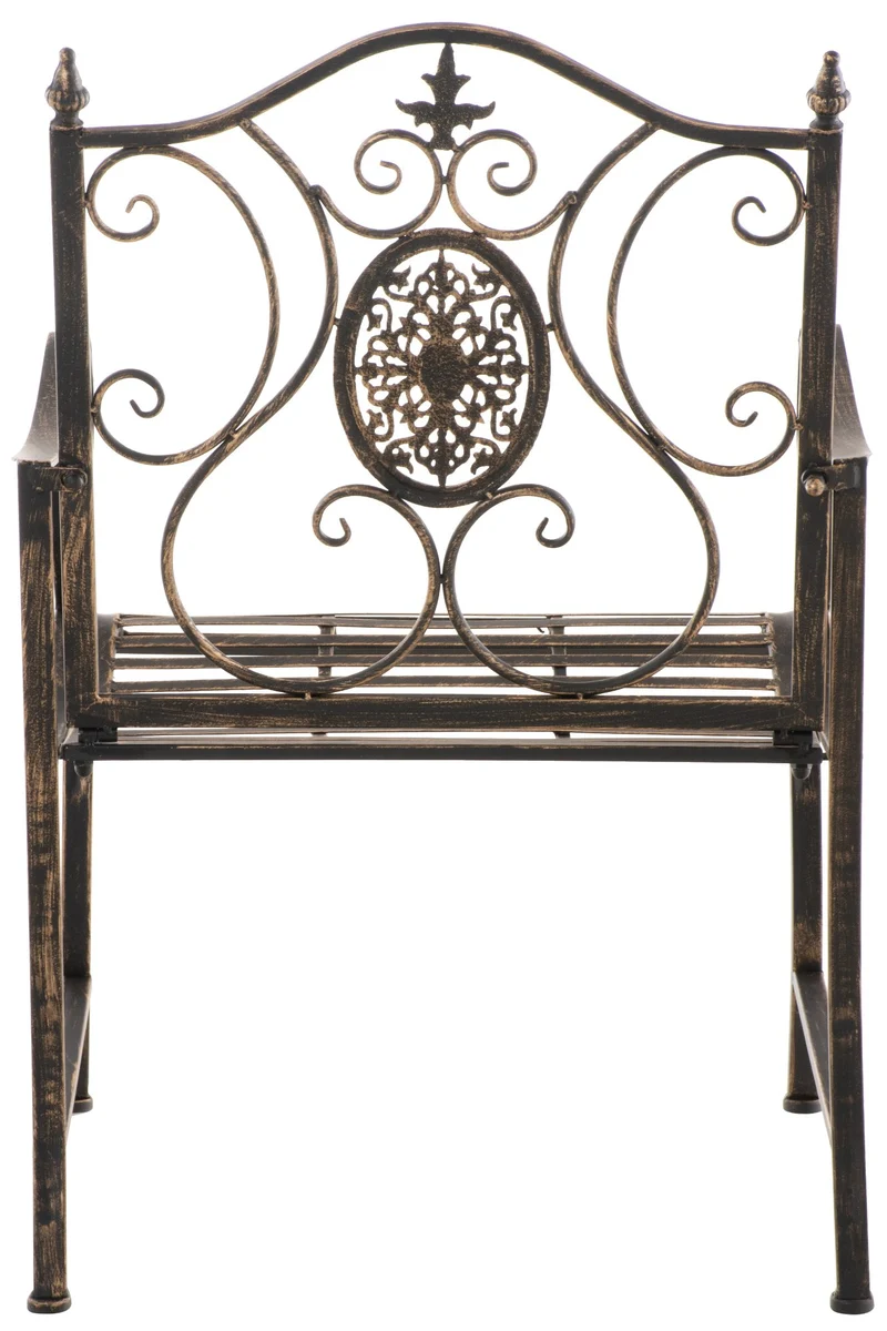 Lot de 2 fauteuils en métal bronze avec motifs décoratifs – jardin ou terrasse 10_0007907