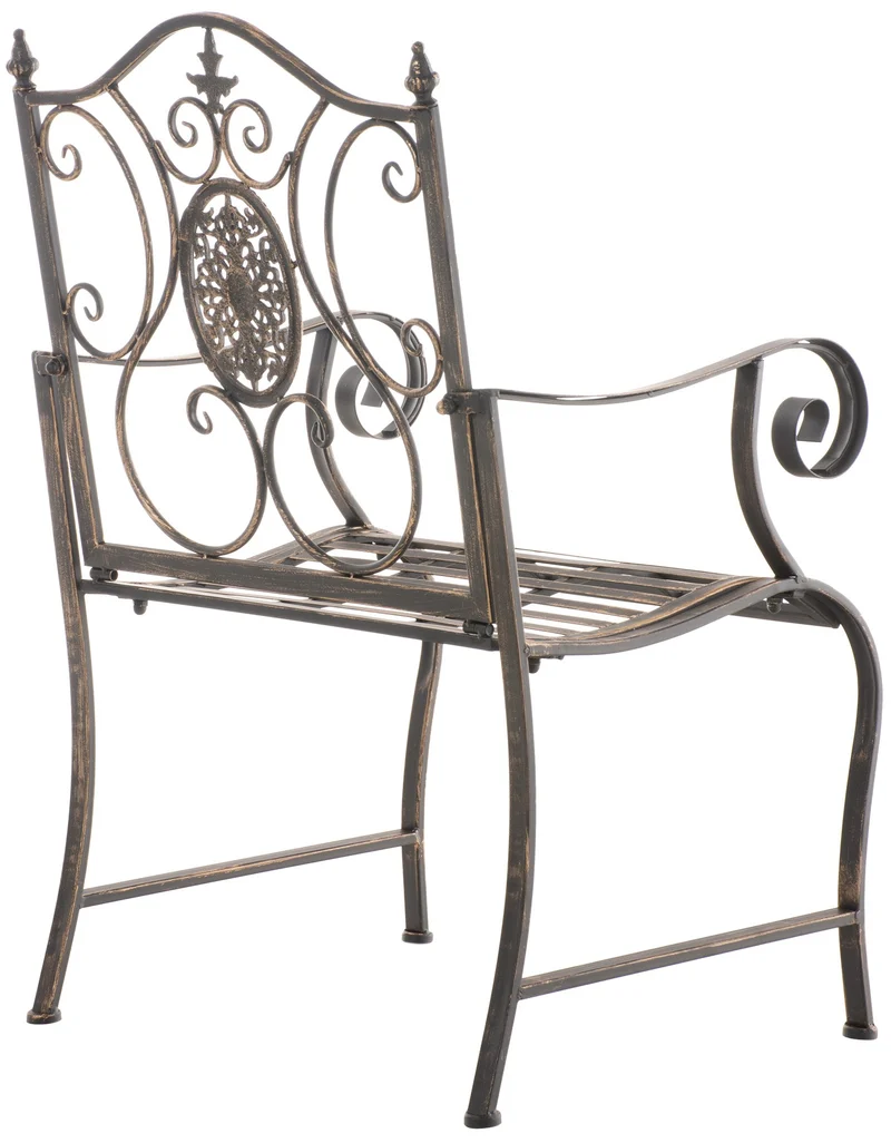 Lot de 2 fauteuils en métal bronze avec motifs décoratifs – jardin ou terrasse 10_0007907