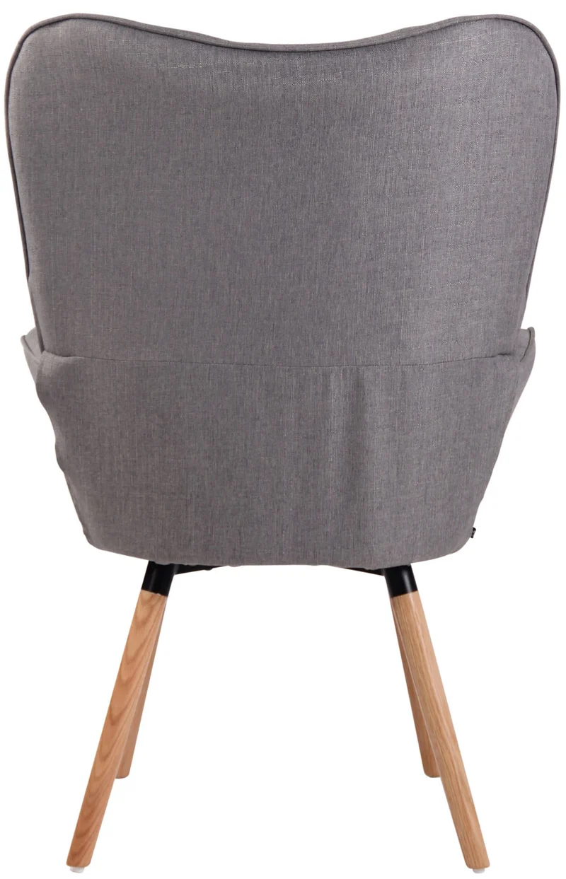 Fauteuil en tissu gris clair capitonné avec accoudoirs et pieds en bois naturel 10_0008225