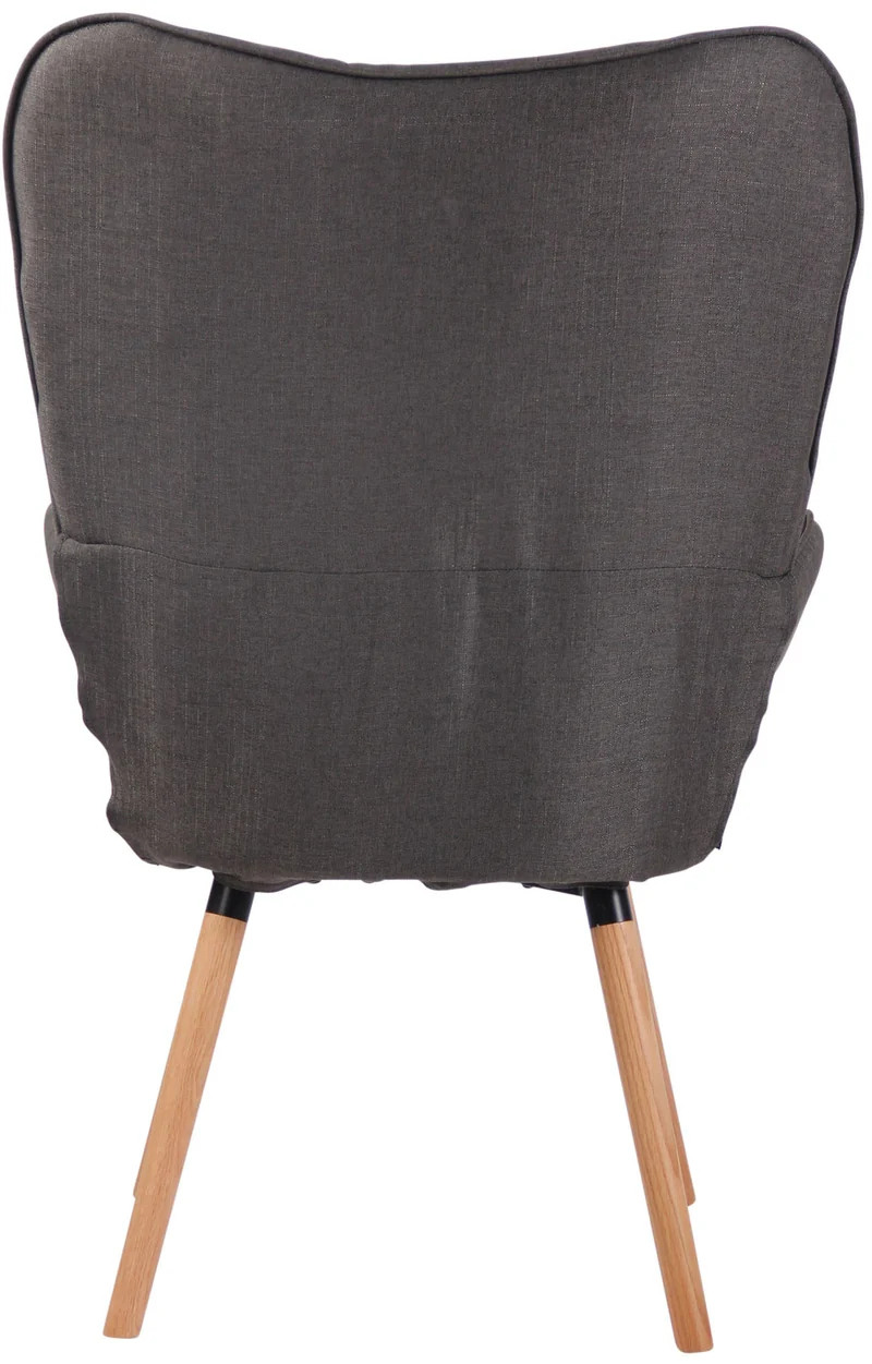 Fauteuil en tissu gris foncé capitonné avec accoudoirs et pieds en bois naturel 10_0008224