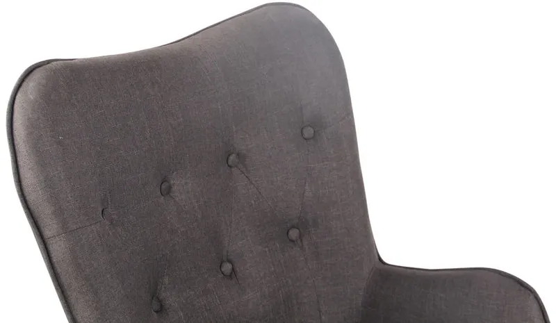Fauteuil en tissu gris foncé capitonné avec accoudoirs et pieds en bois naturel 10_0008224